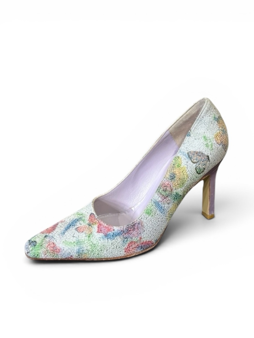 Charles Jourdan Pastel Butterfly Pattern Pointed Toe Heels Size 6